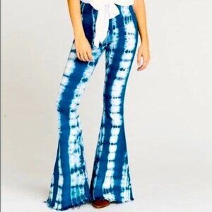 Show Me Your Mumu Berkeley Bells Flare Leg jeans Tie dye Pants XS long